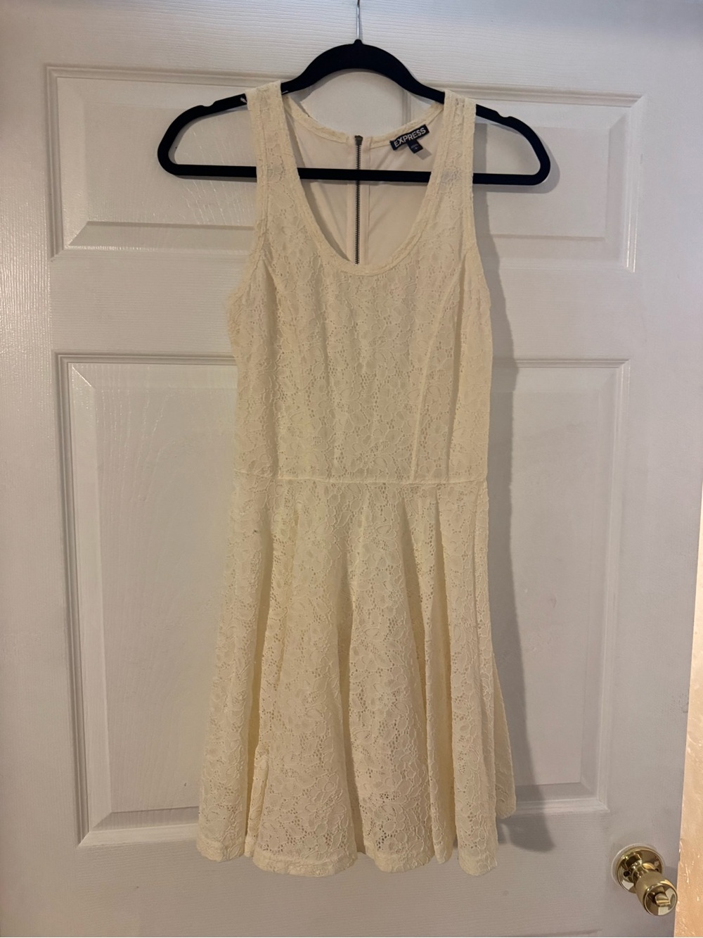 Express Cream Lace Sleeveless Mini Dress